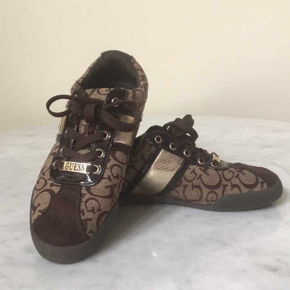 Guess Lallie Sport Gold and Brown Sneakers
